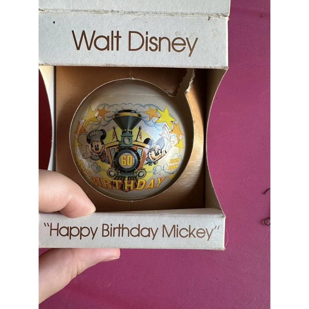 Vintage Disney Happy‎ 60th Birthday Mickey  Christmas Ornament   1988 Schmid